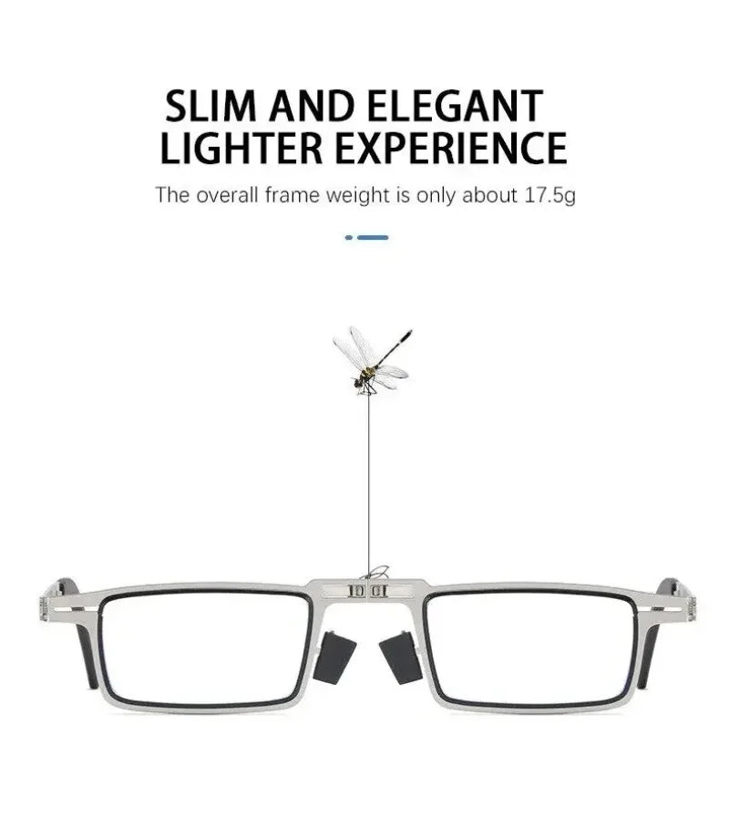 Portable Unisex Folding Reading Glasses Full Metal Frame Anti Blue Light Blocking for Men Women Presbyopia Eyeglasses with Case