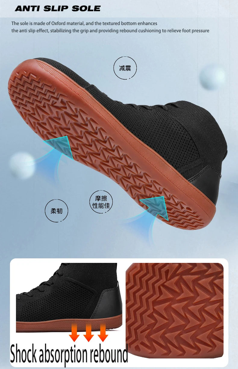 Men's And Women's High Top Barefoot Walking Shoes, Wide Toe Loose Shoes, Suitable For Comprehensive Training In The Gym And Driv