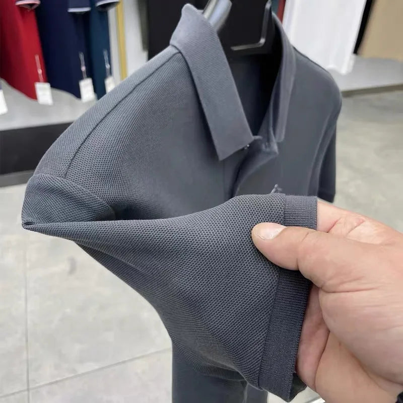 100% pure cotton men's short sleeved polo shirt summer fashion casual top comfortable and breathable high-quality lapel T-shirt