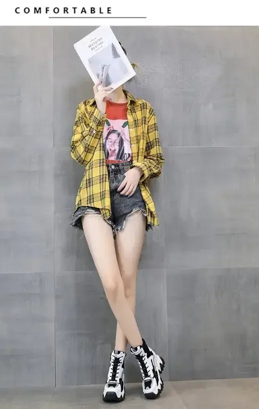2025 Women Thick Sole Ankle Boots Autumn Luxury Platform Casual Boots Women's 8cm High Heels Wedge Boots Shoes Woman Sneakers