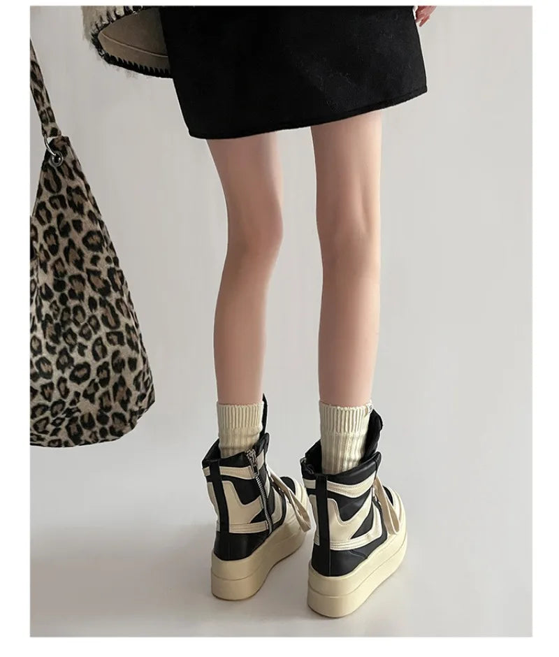 Shoes for Women Women's Ankle Boots Trendy Retro High-top Women's Shoes Fashion Casual Chunky Platform Luxury Designer Sneakers