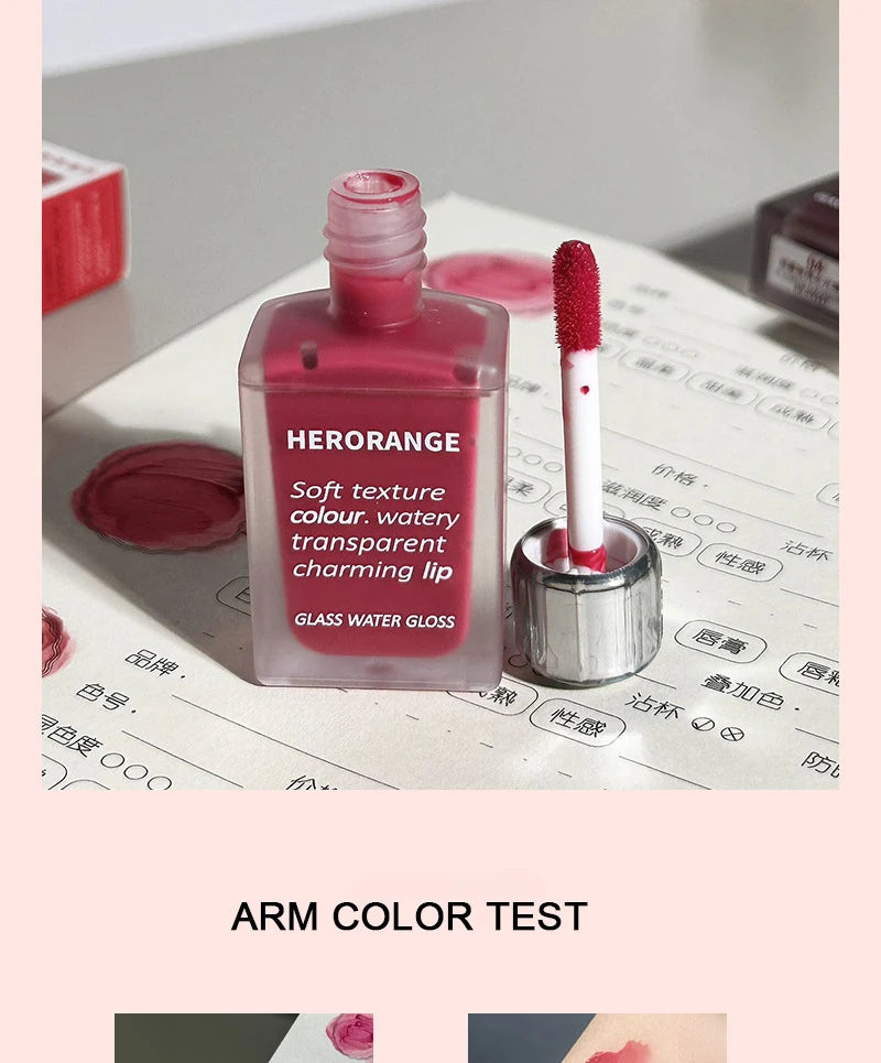 6 colors Light Glass-Like Lip Lacquer - Mirror Shine, Hydrating Formula; Smudge-Proof, Long-Wear, and Skin-Brightening