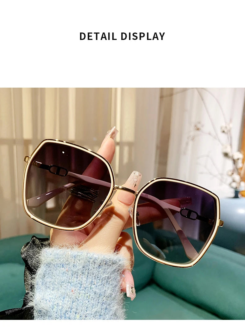 New Fashion Polarized Sunglasses Women UV400 Gradient Lens Sun Glasses Oversized Retro Square Luxury Brand Oculus