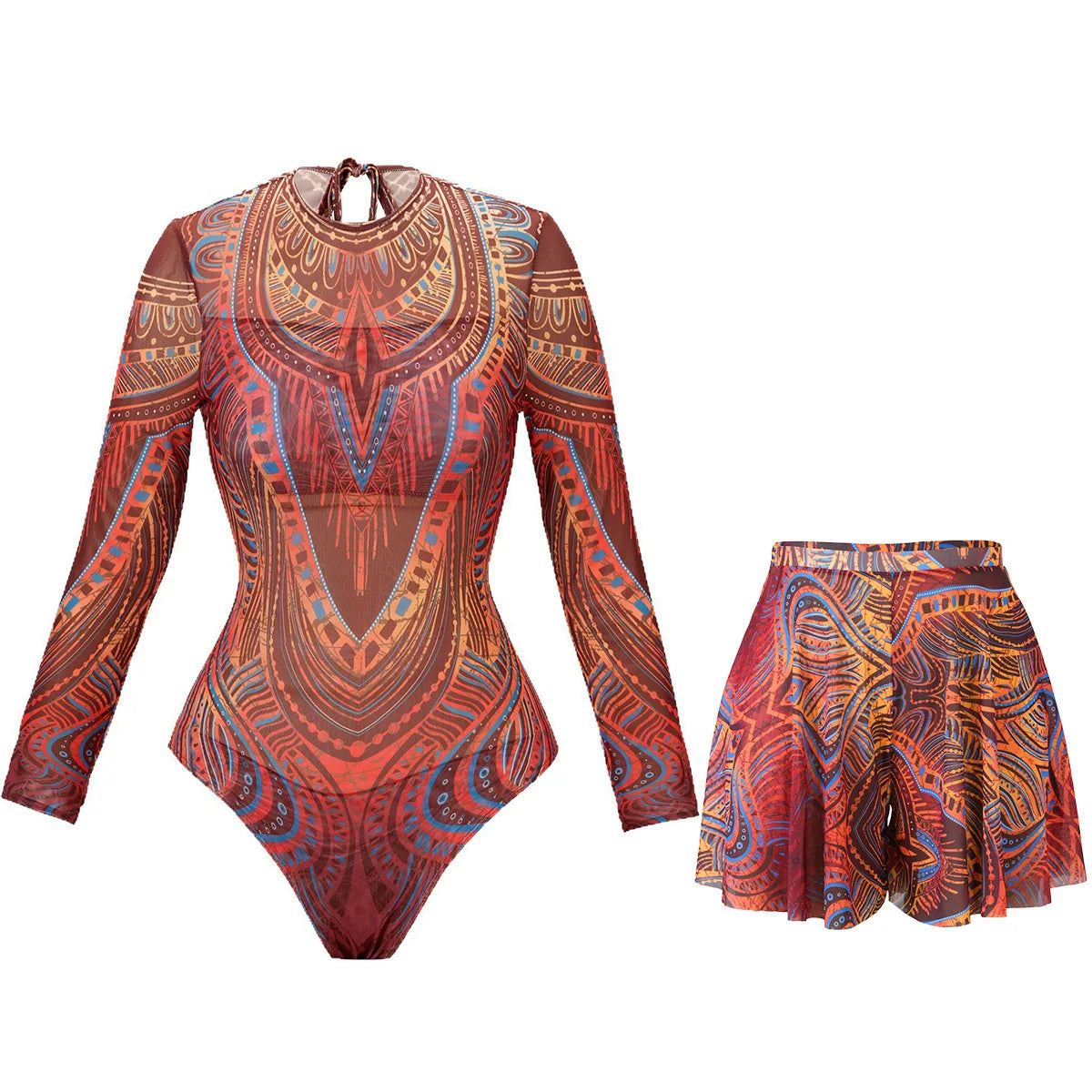 2 Piece Sets Swimsuit And Shorts Women Summer Long Sleeve Bathing Suit Bikini Set Beach Cover Up Swimming Suit Купальни