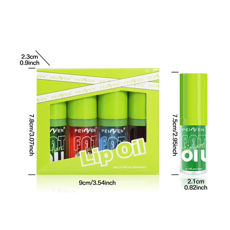 Lip Gloss Oil Kit (4 Colors),Jelly Water Shine Lipstick Set,Long-Lasting Moisturizing Makeup,Lightweight Lipgloss,Fade Lip Lines