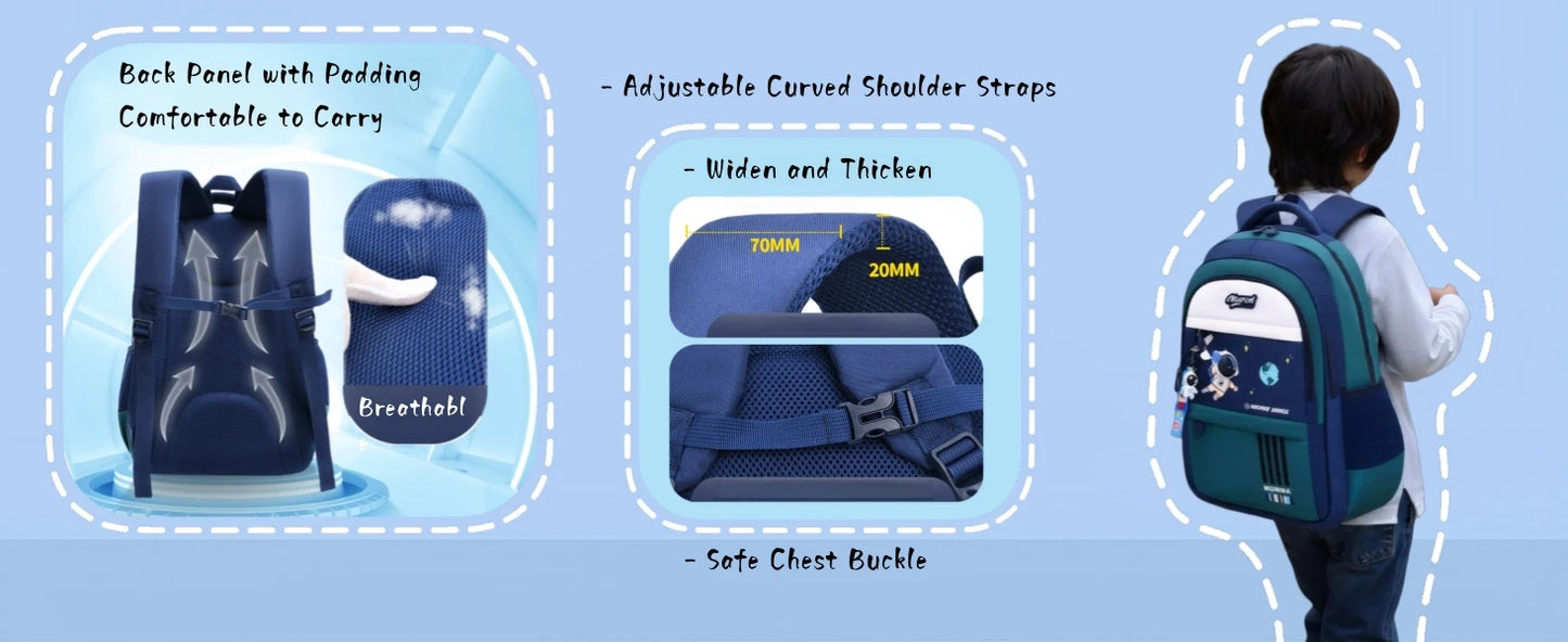 Boy Backpack Schoolbag for Boys Girls, School Bags, Waterproof Kids Bookbag Backpacks with Lunch Box Pencil Case Set