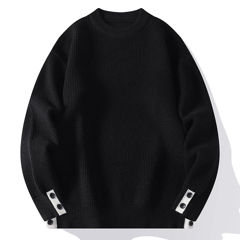 Fashion Blended Sweater 2025 Autumn/Winter Warm Wool Knitted Hoodies Cuff Button Design Casual Tops