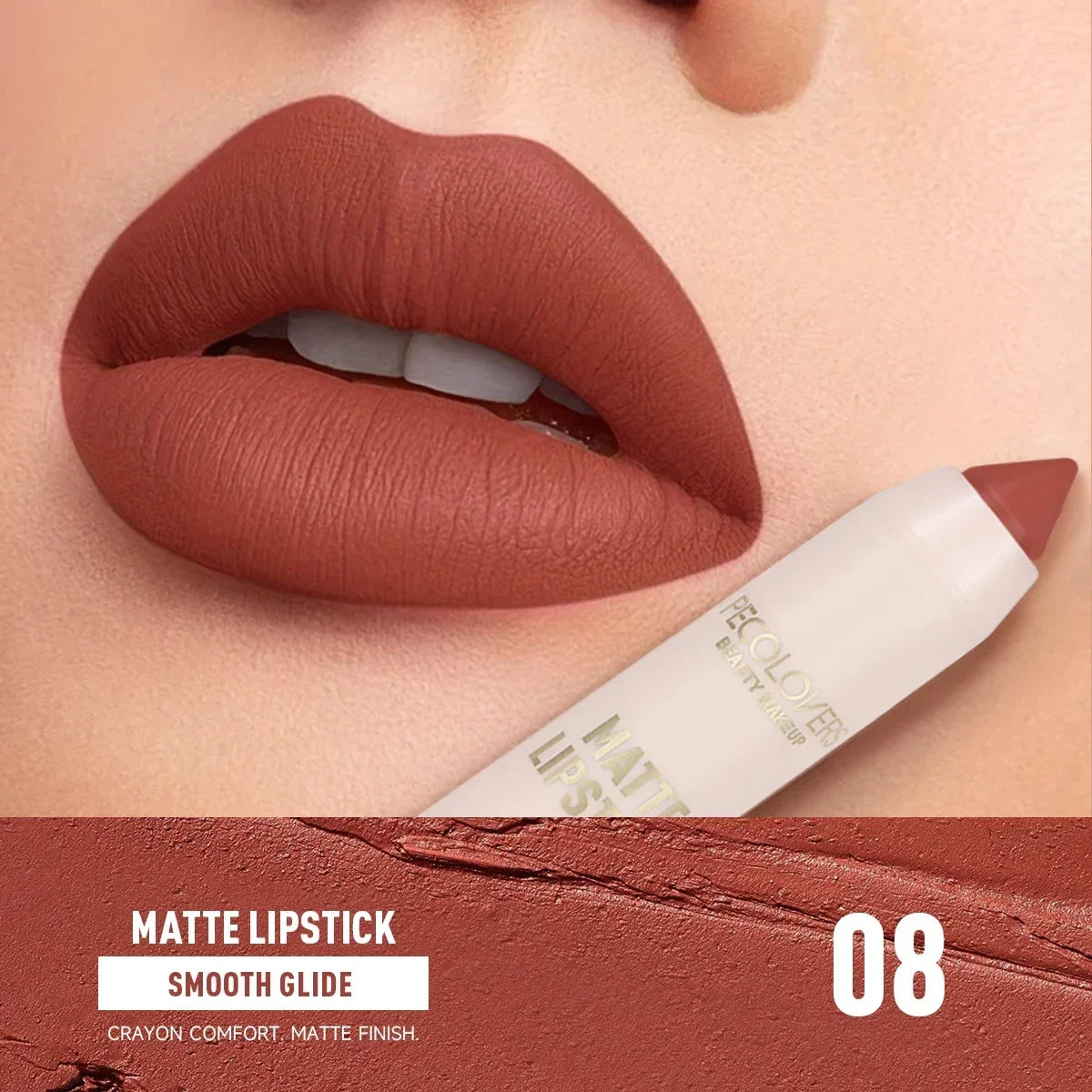 1PC Waterproof Matte Lipstick Pen-Long-Lasting, Waterproof, Moisturizing Formula in Various Shades of Pink, Red, and Nude