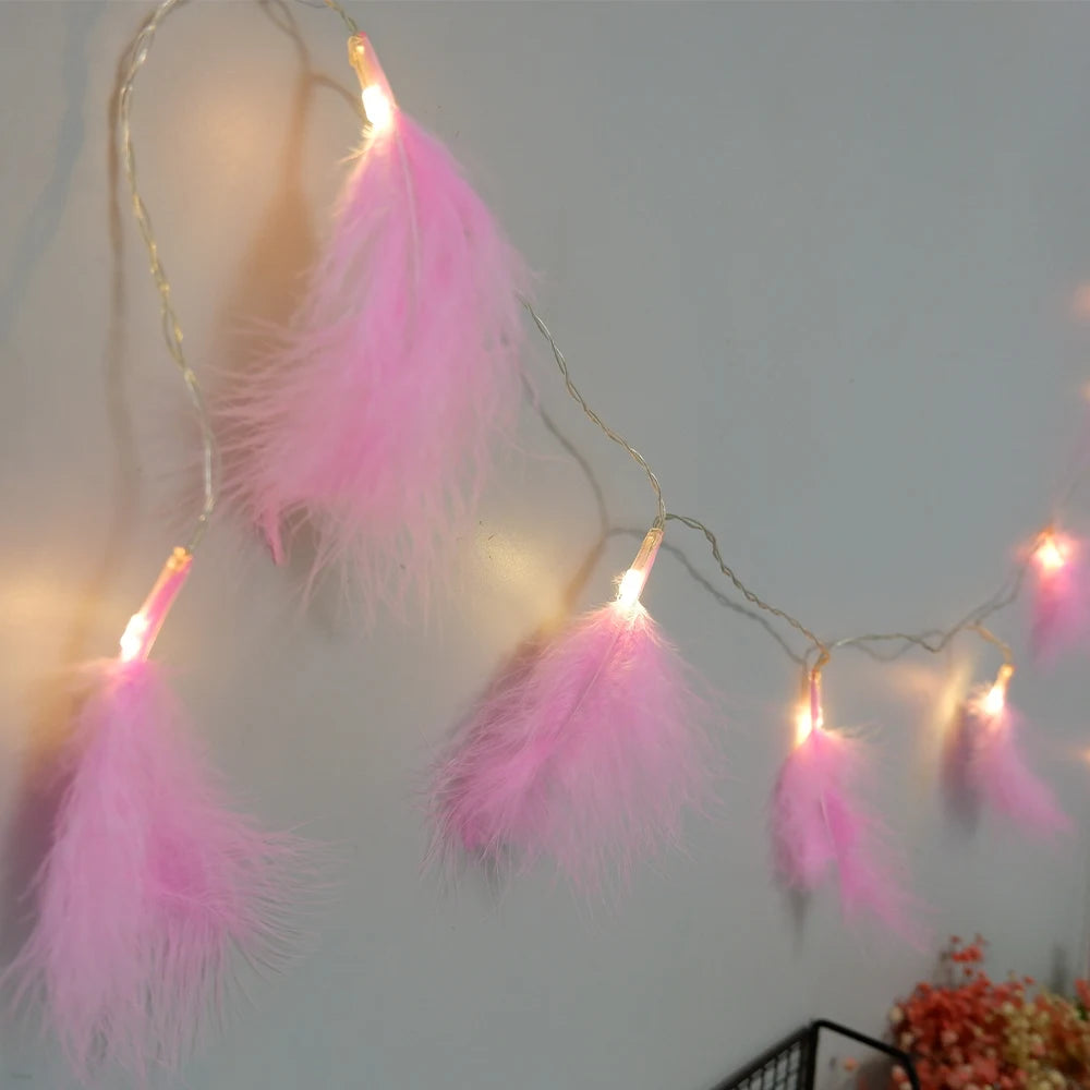 Christmas Tree Garlands 2M 10 Led Feather String Lights Wedding Party Decoration Christmas Decorations For Home Decor
