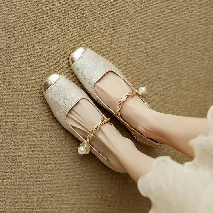 Shoes for Woman Flats Formal Women's Summer Footwear Low Heel Elegant Moccasins Flat Pointed Toe Non Slip on Promotion E 39