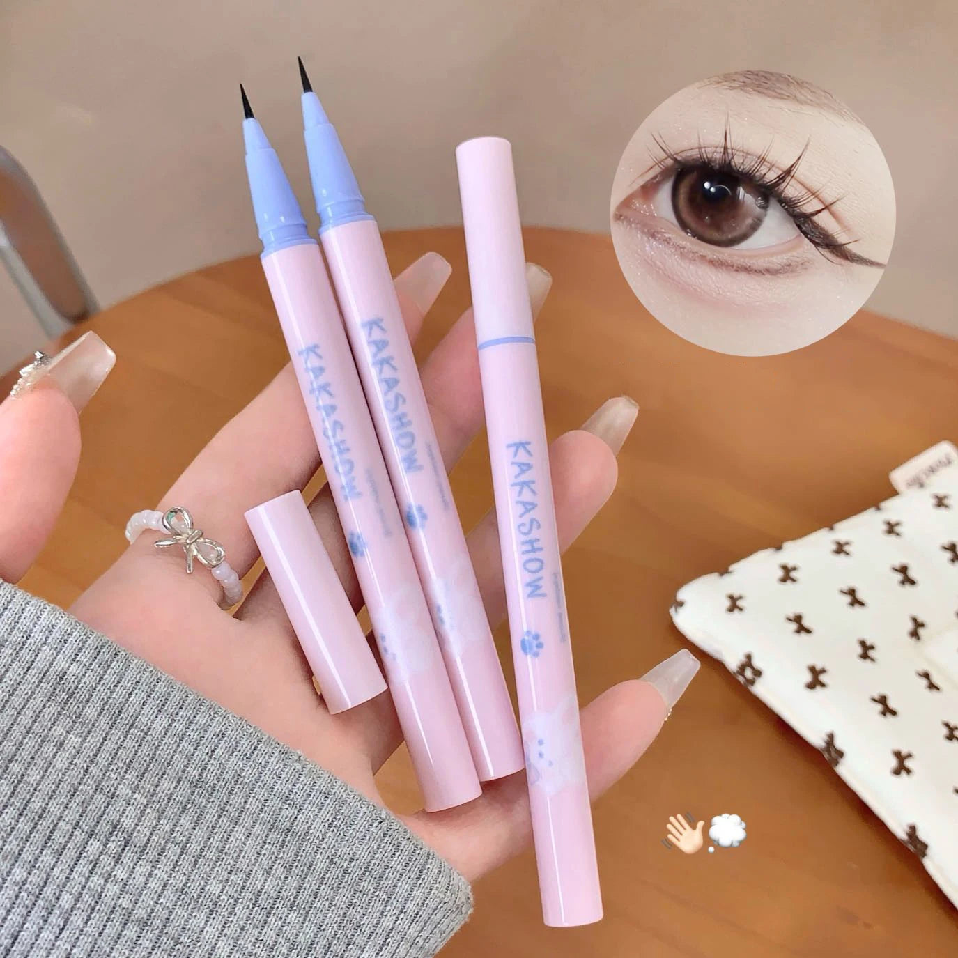 Ultra Slender Liquid Eyeliner Fast Drying Smooth Waterproof Eyeliner Pen Long Lasting Black Brown Lower Eyelash Pen Cosmetics