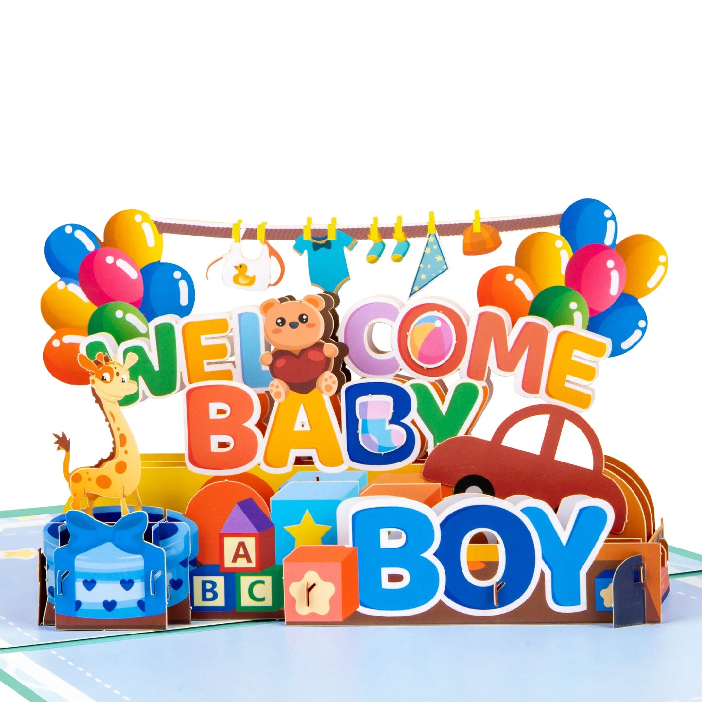 New Baby Boy and Girl Pop Up Card for Baby Shower New Parents