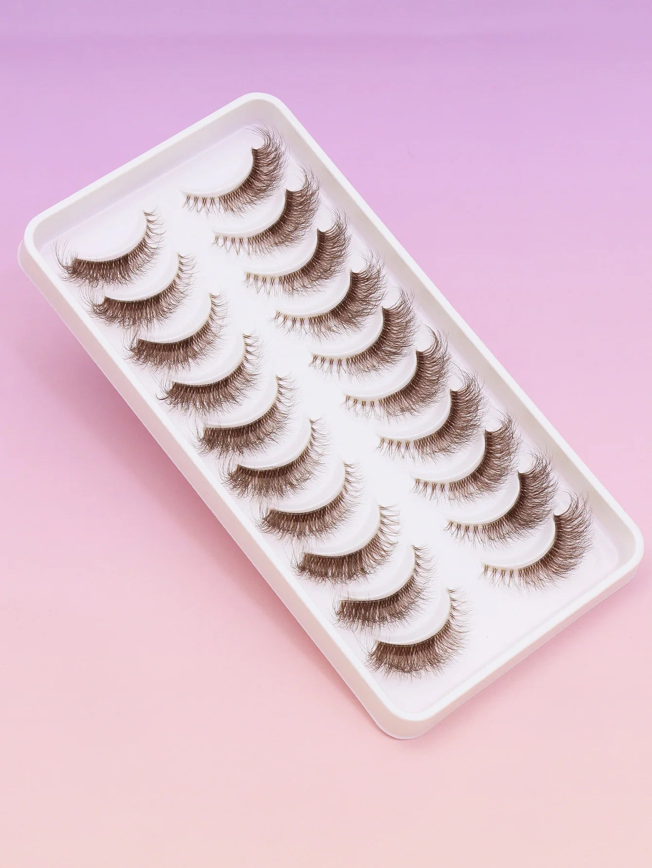 5/7/10 Pairs brown DIY Lashes Natural Clear Eyelash Volume Natural Eyelashes Soft Cross Cat Lashes Extended Outer Corner Eyelash