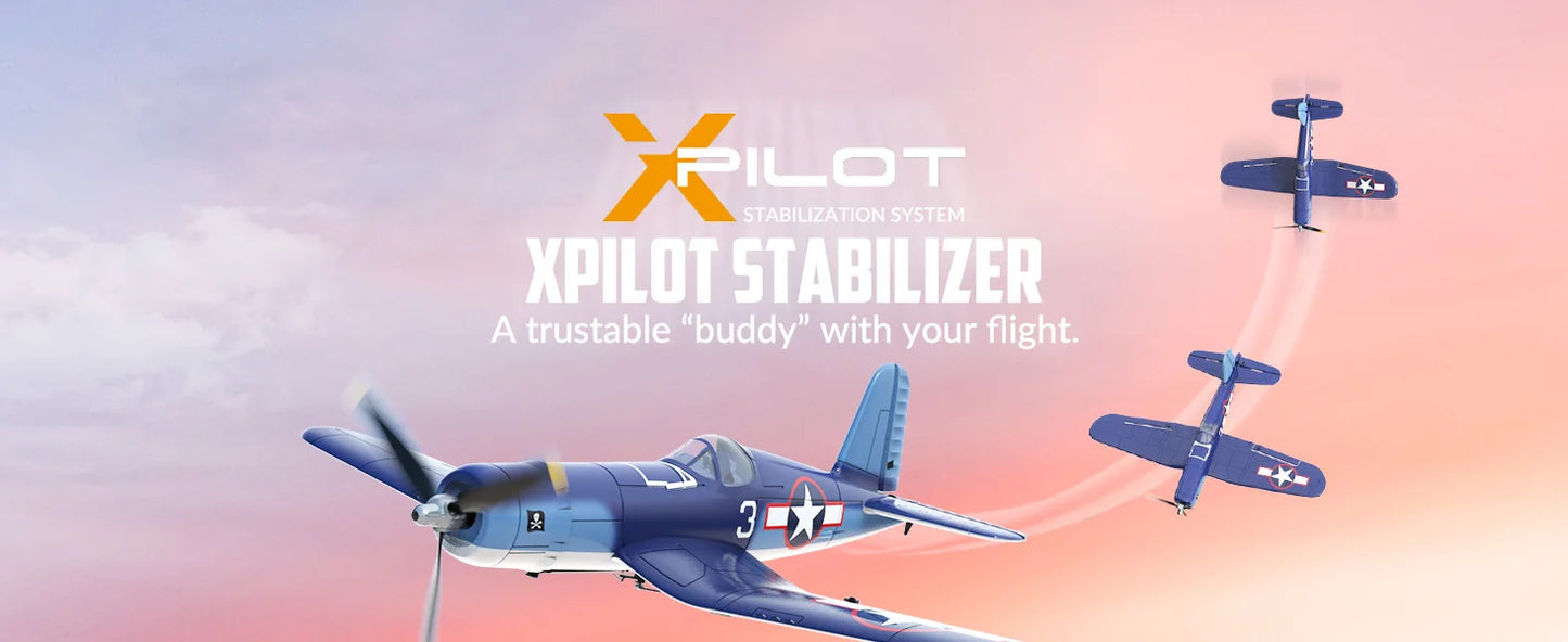 Volantex New F4U Corsair RC Plane EPP Foam 400mm Wingspan 4CH 6-Axis One Key Aerobatics XPilot Stabilization System RTF Airplane