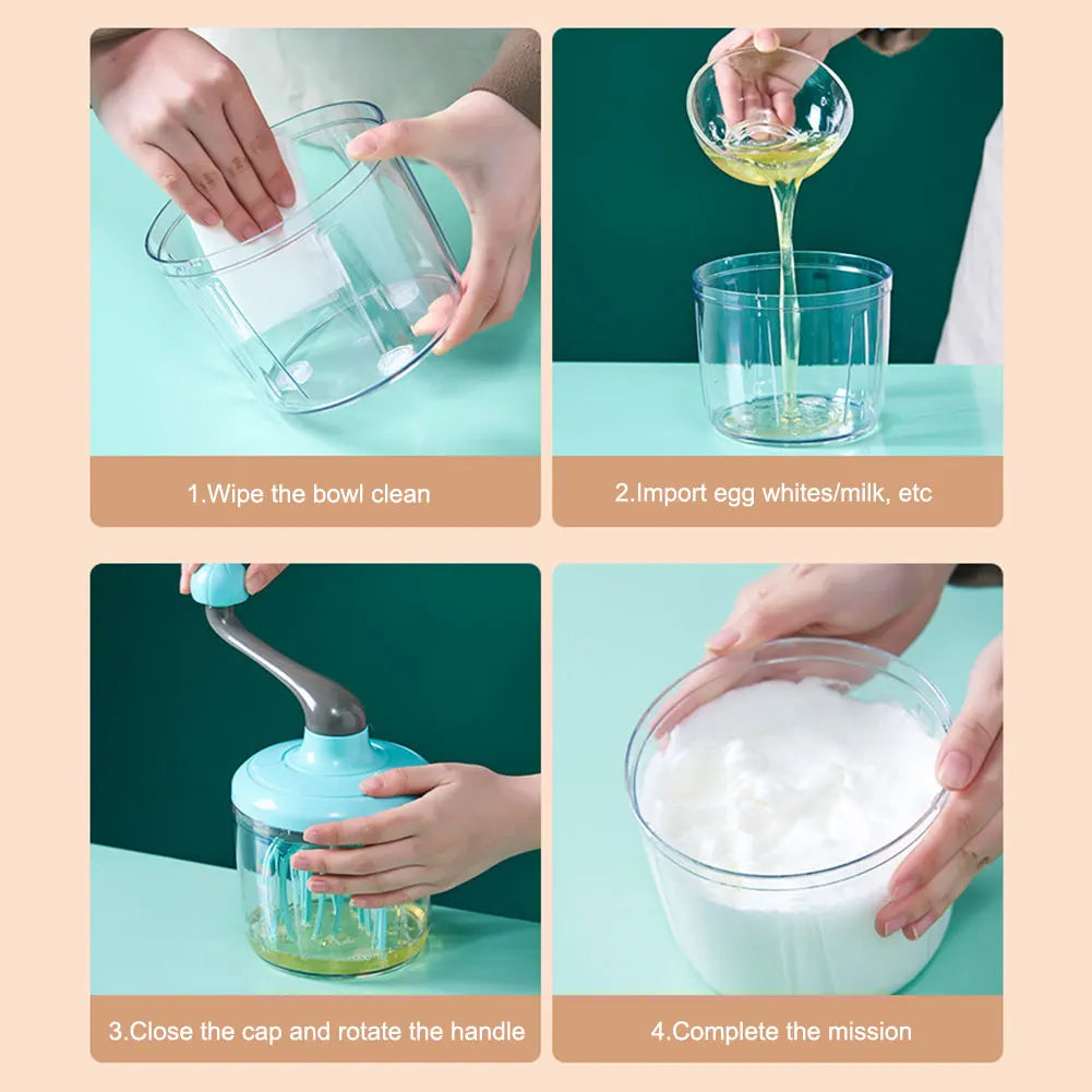 Manual Egg Beater Hand Cranked Cream Mixer Multi-Function Egg Whisk Blender Kitchen Baking Tool for Blending Whisking Beating