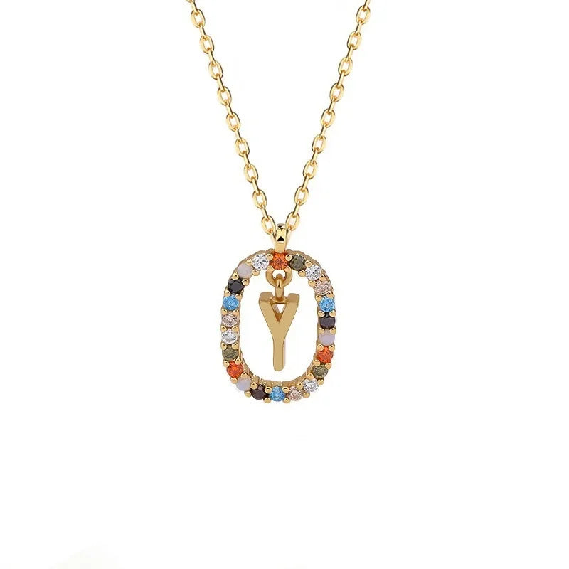 925 Sterling Silver Gold Letters A - Z Initial M S C K Alphabet Pendente Long Chain Necklace Say My Name Fine Jewelry