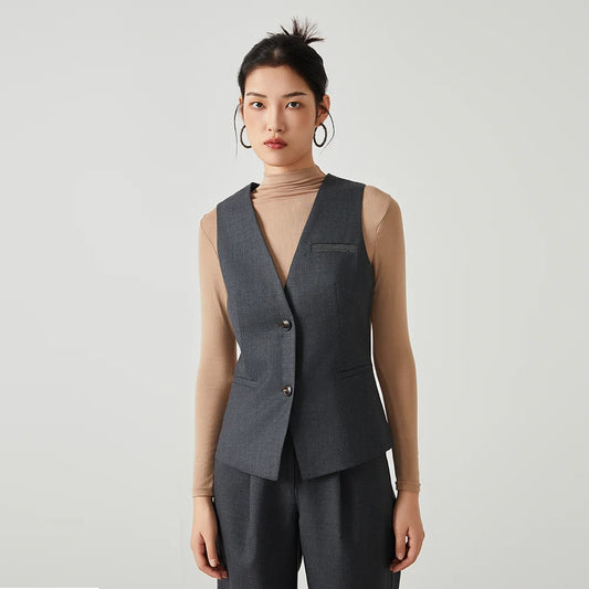 K2548W Luxury women's autumn suits vest wool office business wear formal Laidies woolen clothes