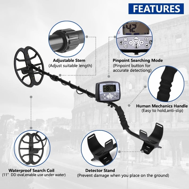 Metal Detector, Underground Depth Waterproof Scanning Gold Detector