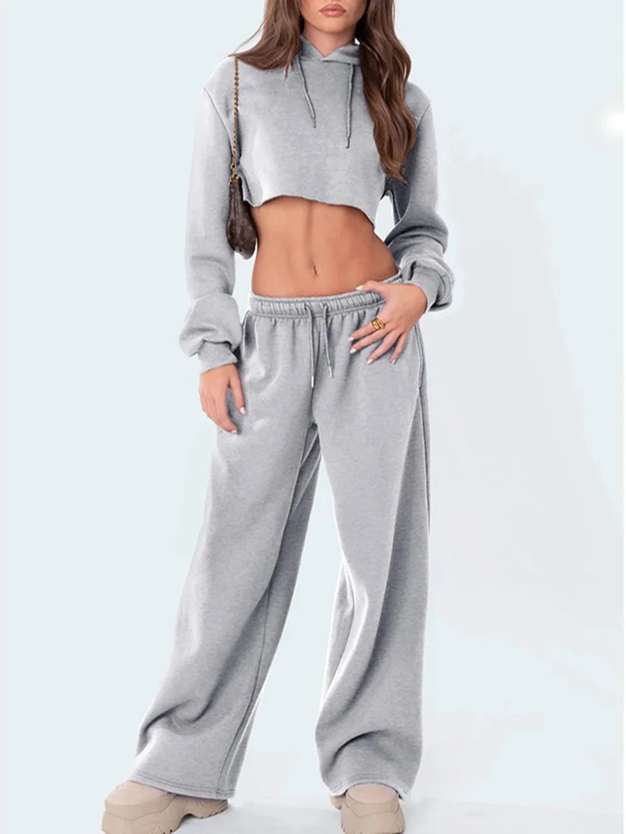 Womens Wide Leg Sweatpants Elastic High Waist Straight Legged Sweatpants Basic Baggy Comfy Jogger Sweat Pants Orange Gray Bottom