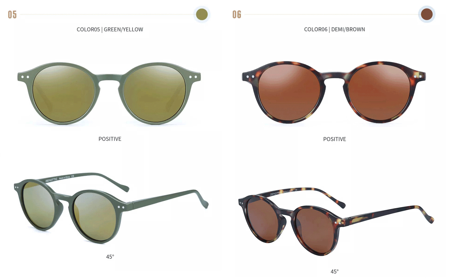 ZENOTTIC Retro Polarized Sunglasses 2023 2024 Men Women Vintage Small Round Frame Sun Glasses Polarized Lens UV400 Goggles Shade