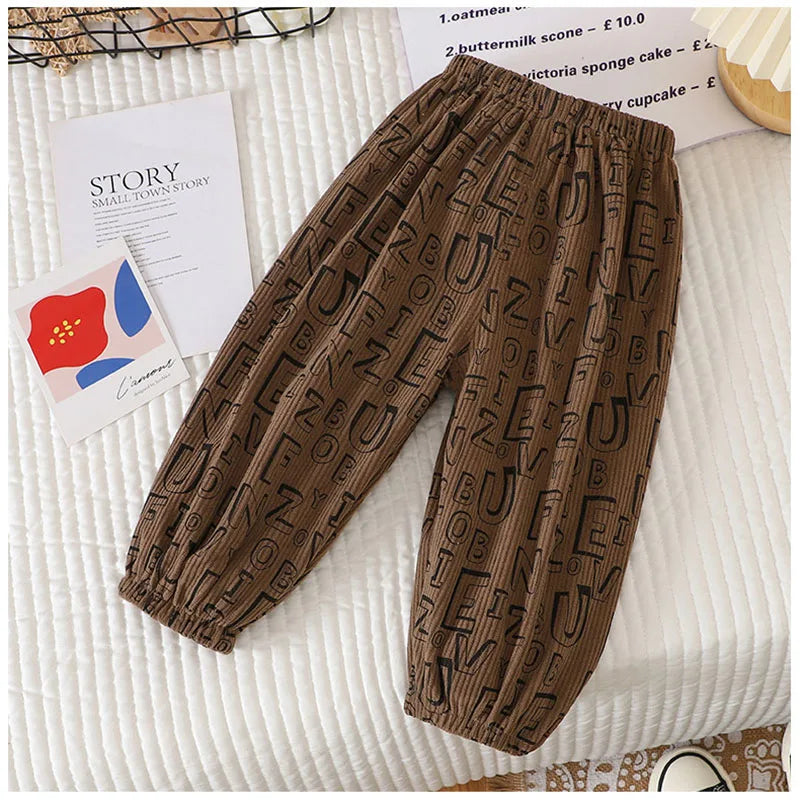 Summer Kids Casual Pants 1-6Y Simple Boys Grid Sweat Pants Korean Loose Thin Children Striped Letter Trousers