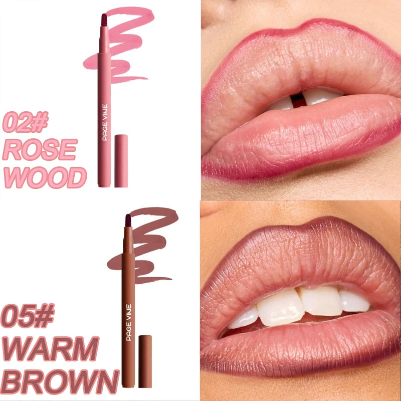 Matte Velvet Lipliner Pencil Red Nude Contour Tint Lipstick Waterproof Lasting Non-stick Cup Moisturising Lip Contour Pen Makeup