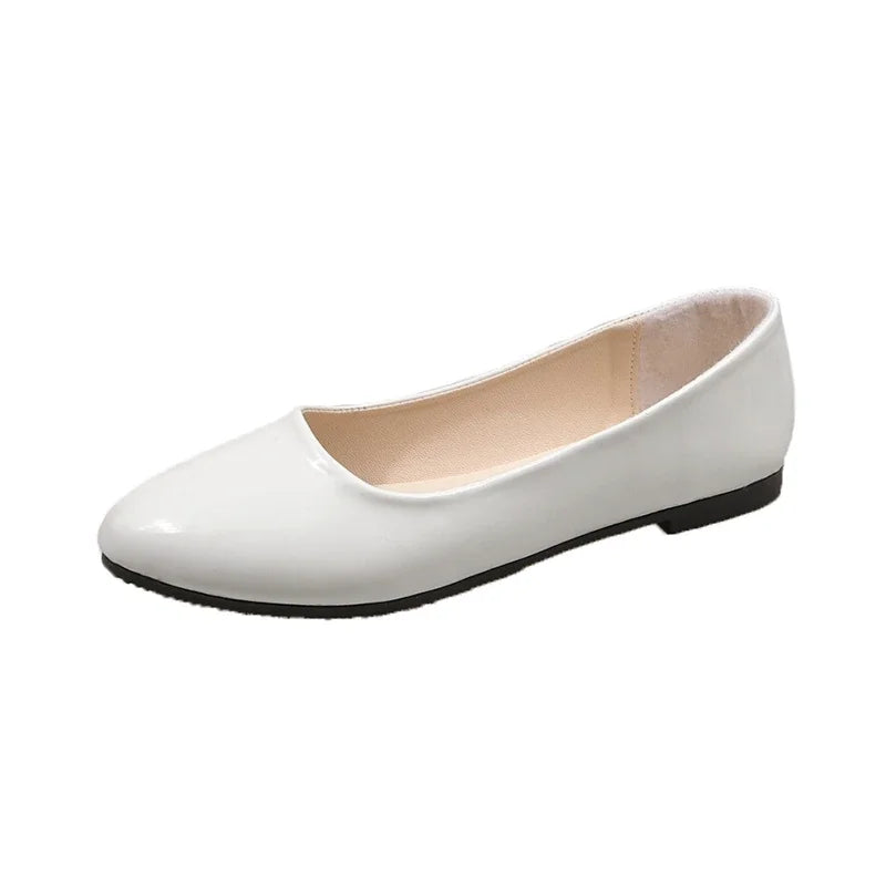 Ladies Formal Flat Shoes Spring Autumn Non-slip Women Black Causal Loafers Uniform Shoes Versatile Women's Ballet Leather Shoes