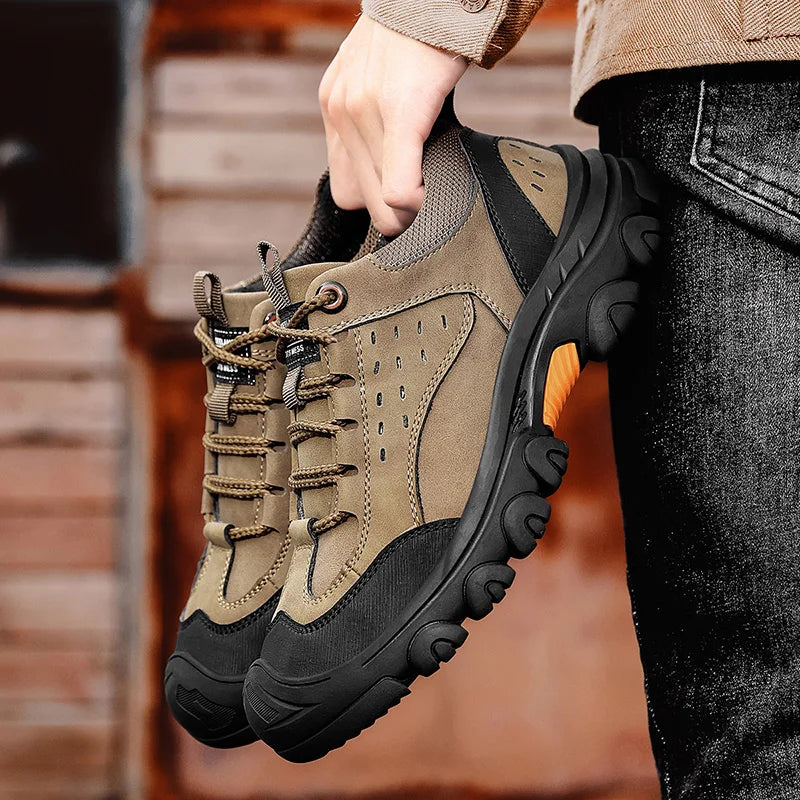 Genuine Leather Men's Casual Shoes Outdoor Sneakers Non-Slip Sports Hiking Footwear Leisure Walk Male Treking Footwear Trainers
