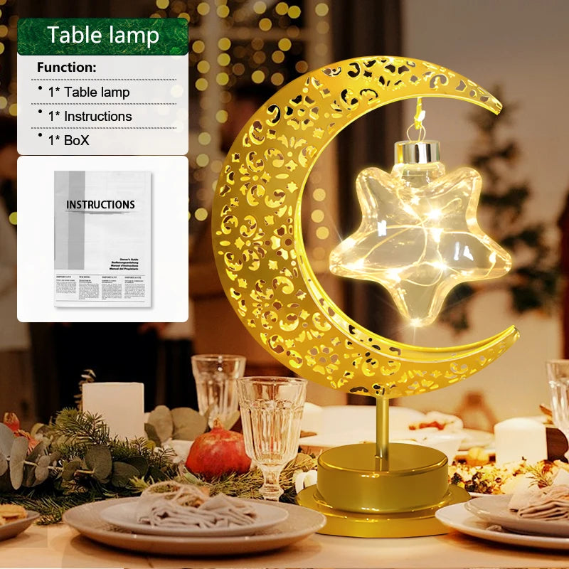 Ramadan Decorations Star Moon Light LED Eid Mubarak Lantern For Home Festival Eid Gift Lslamic Muslim Party Supplies Night Light