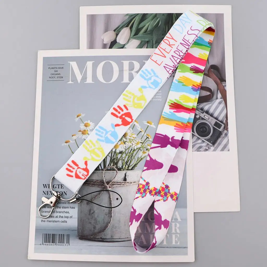 Autism Awareness Puzzle Mobile Phone Neck Strap ID Card Rope Lanyards For Card USB Badge Gym Holder Key Chain Camera Rope