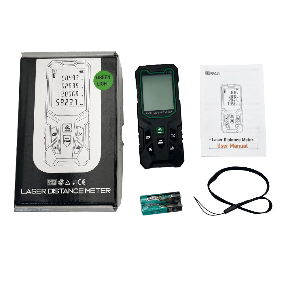 Heipoe 50/70/100/120m green beam laser distance meter with LCD Distance,Area,Volume Measure Tool Laser Range Finder
