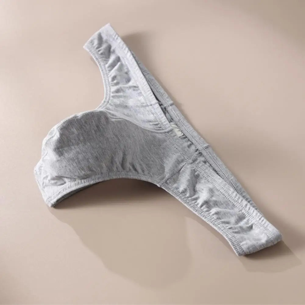 Summer Men Thong, Low-Waisted T-Shaped Cut Briefs, U Convex Supportive Pouch Panties, Elastic Lightweight Underwear