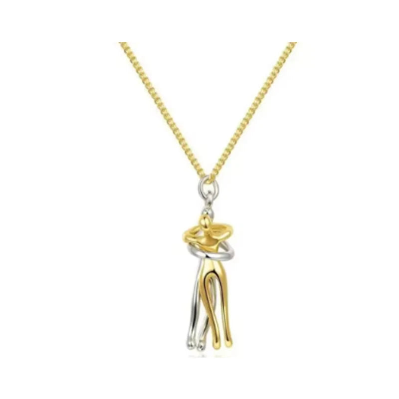 New Creative Couple Embrace Necklace Women's Fashion Collarbone Chain Passionate Couple Necklace Decoration Gift