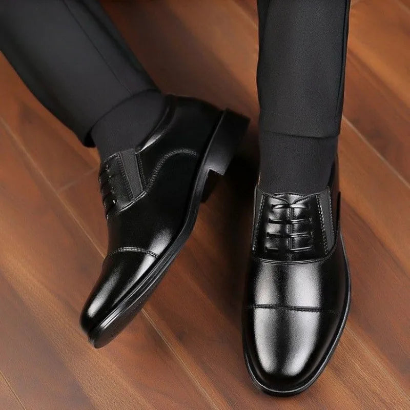 Men's Business Leather Shoes Trendy Slip-on Formal Shoes Men 2025 New Office Derby Shoes for Men Black Leather Social Shoe Male