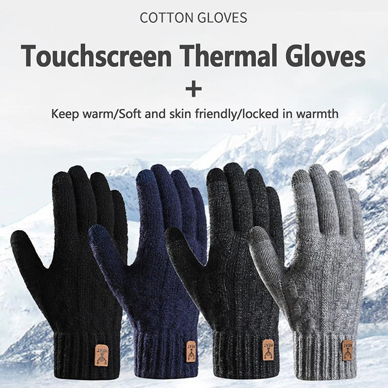 1Pair Warm Gloves Winter Gloves For Men Cold-proof Warm Gloves Cycling Full Finger Touch Screen Gloves Mountaineering Gloves