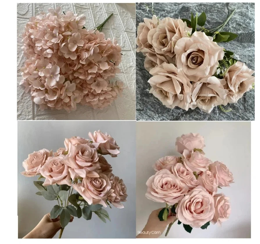 Wedding Decor Rose Dusty Pink Blush Nude Light Coffee Rice White Artificial Rose Flower Row Road Guide Flower S Dropshipping