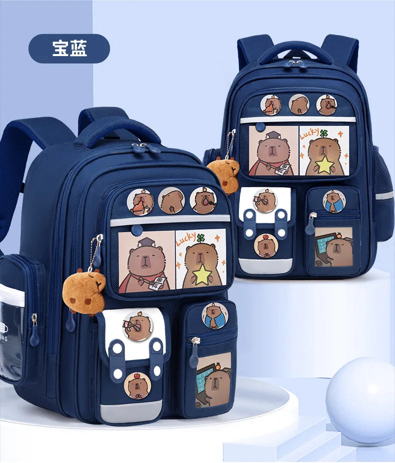 Capibara Student Schoolbag, Large-capacity Children Backpack.Girl Boy Kids Back To School Book Bags