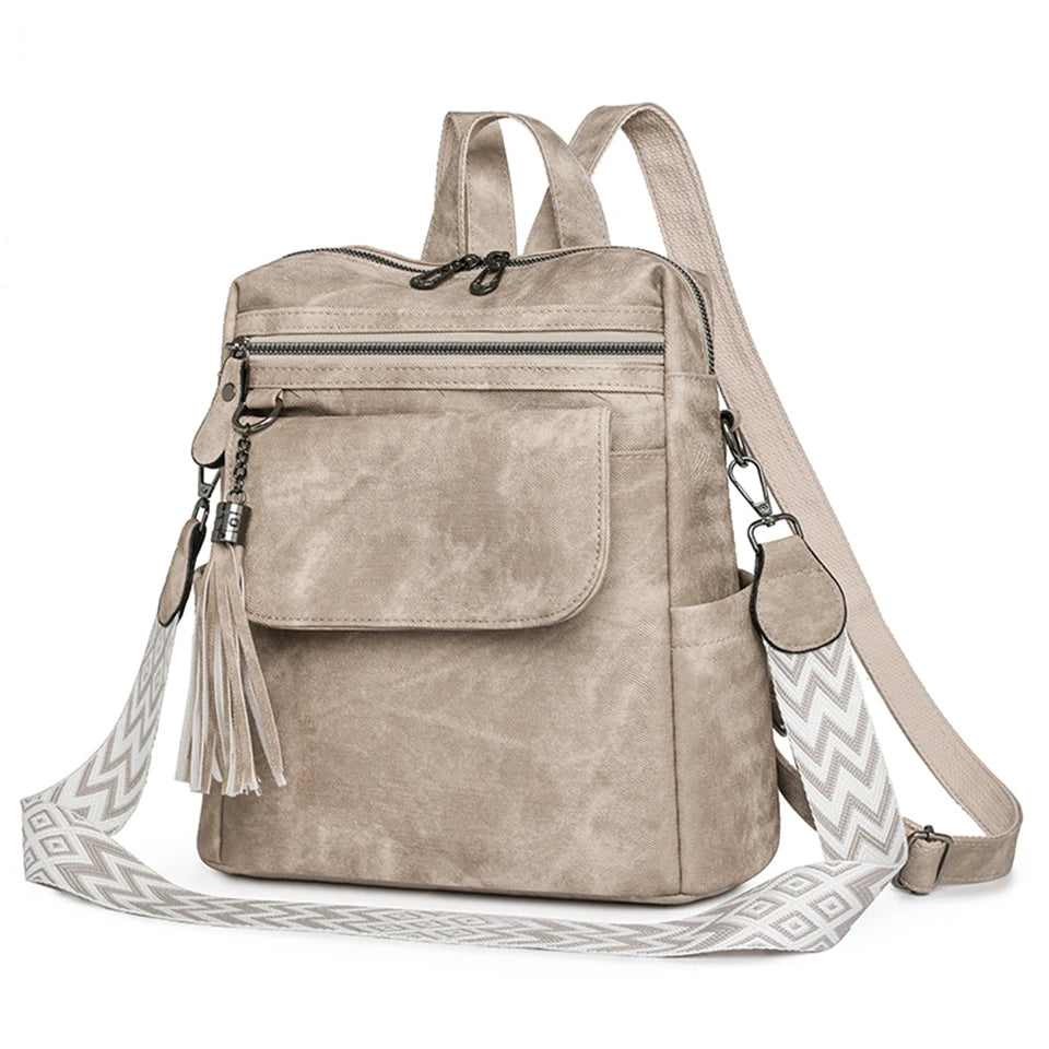 Ladies Daypacks Fashion Backpacks Women Big Travel Bagpack Large School Bags for Girls Solid Color Leather Rucksacks Female