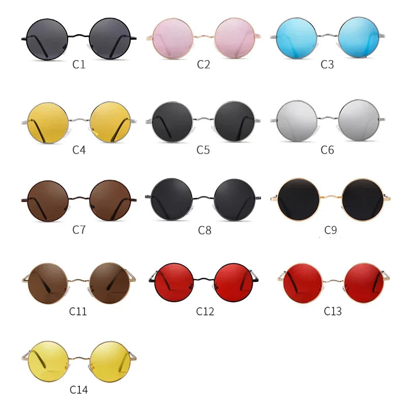 Trendy Round Polarized Sunglasses High Quality Brand Design Vintage Party Men Circle Small Frame Women Yellow Shades Sun Glasses