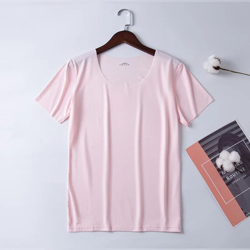 Summer Women T-shirts Ice Silk T-shirt Vest Short Sleeve Tank Fashion Woman Blouses 2023 Slim y2k Tops Undershirt Woman Clothes