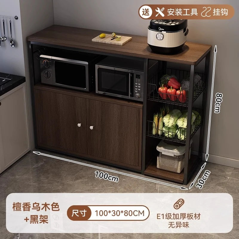 Heavy Duty Large Capacity Storage FurniturePantry Cabinet with Adjustable Shelves & Mesh Baskets Microwave Dishes