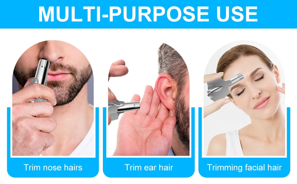 Manual Nose Hair Trimmer for Men, Stainless Steel, Waterproof, No Battery Needed with Cleaning Brush Painless Hair removal