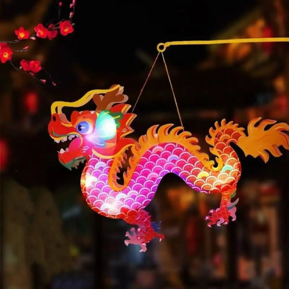 Luminous Mid-Autumn Dragon Dance Lantern DIY Craft Cartoon Chinese Style Dragon Lamp Festival Creativity Handheld Dragon Lantern