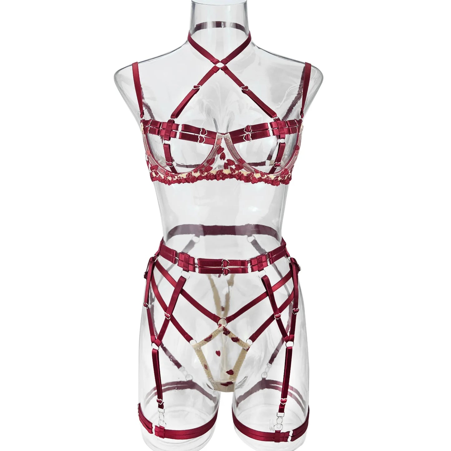 Lingerie Double color splicing strap complex heavy craft underwear 5-piece set Fantasy clothing sexy woman clogs xxx sexy set