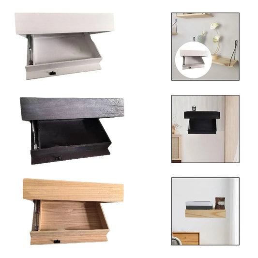 Floating Shelf Wall Mounted Drawer with Compartment Easy Installation Home Decor Storage Rack for Dorm Room Apartment Office