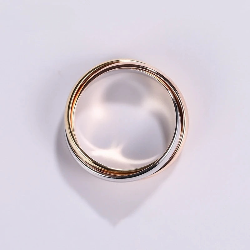 Sterling silver rose gold internet three-color ring