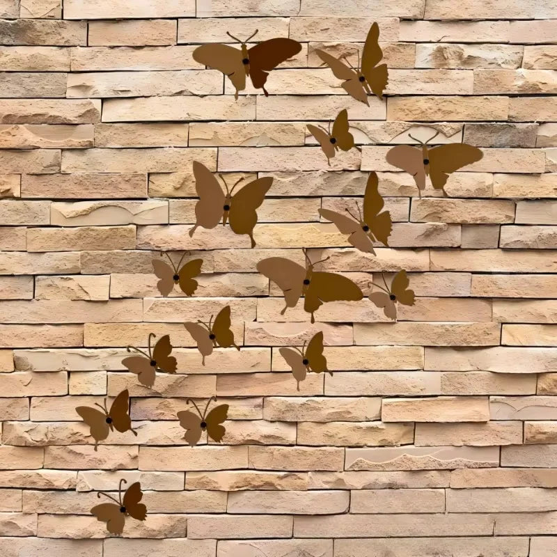 15PCS Spring Metal Ironwork 3DSimulation Climbing Butterfly Wall Decor Garden Courtyard Fence Indoor Outdoor Decor
