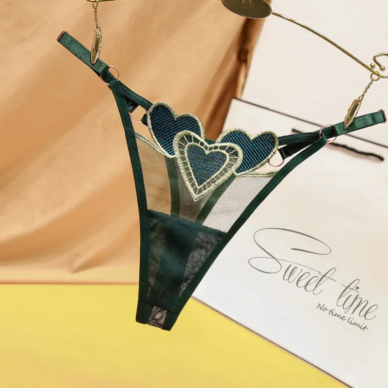 Female Japanese Thong Girls Two-dimensional Heart-shaped Cute Breathable Low Waist Adjustable Thin Belt Panties