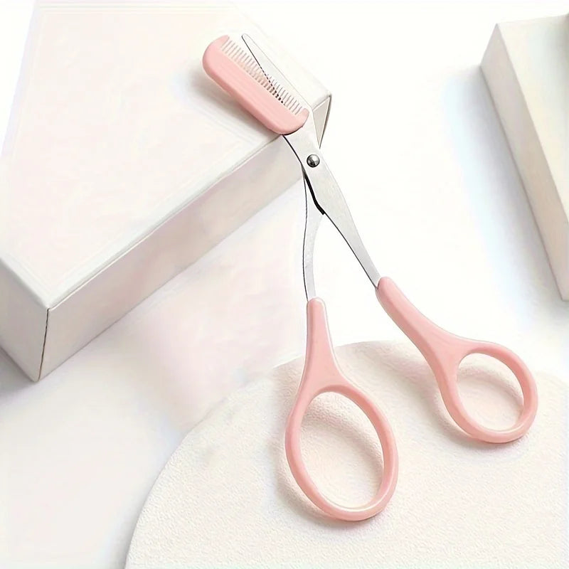 1Pcs/2Pcs/3Pcs Crescent Moon Eyebrow Trimmer Set, Stainless Steel Curved Eyebrow Razor Eyebrow Scissors With Comb
