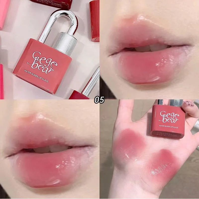 Gege Bear Lockheart Sweet Color Water-Gloss Lip Gloss-Vibrant Colors, Easy to Apply with Non-Long-Lasting Hydration